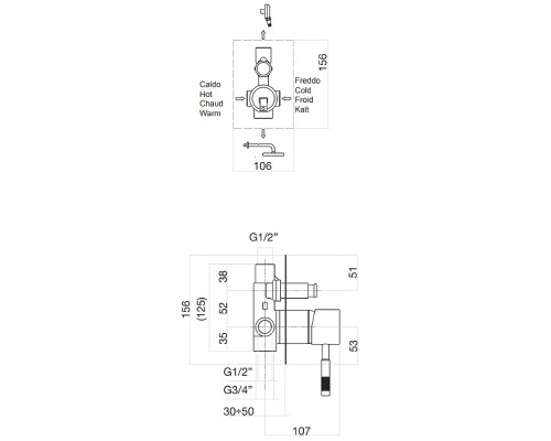 Смеситель для душа Webert Rimini RI860101010 Золото