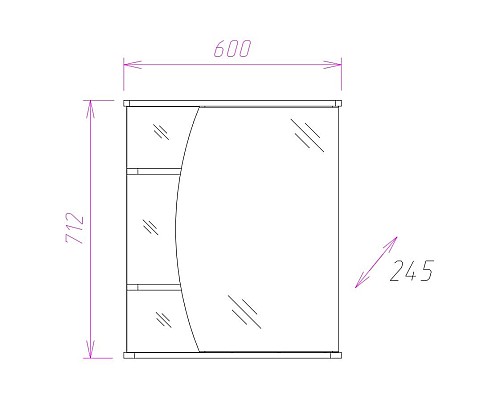 Зеркальный шкаф Onika Луна 60.01 R 206014 с подсветкой Белый