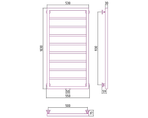 Полотенцесушитель водяной 1000х500 шампань матовая Сунержа Канцлер 022-0254-1050