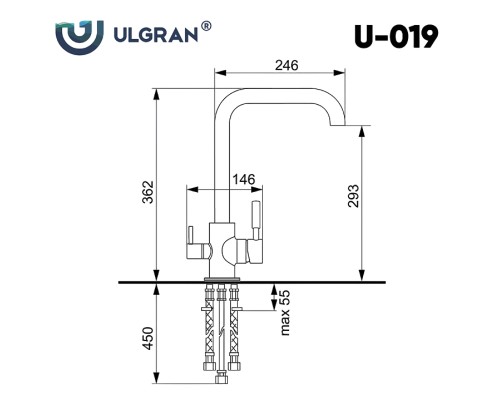Смеситель для кухни Ulgran Classic Серый