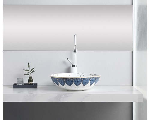 Раковина чаша Bronze de Luxe Lotos 5008 белый, синий