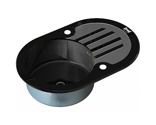 Кухонная мойка ZorG Glass GL-7851-OV-BLACK-GRAFIT Черный / Графит