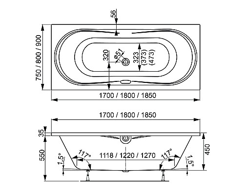 Акриловая ванна VAGNERPLAST BRIANA 170 VPBA170BRI2X-04