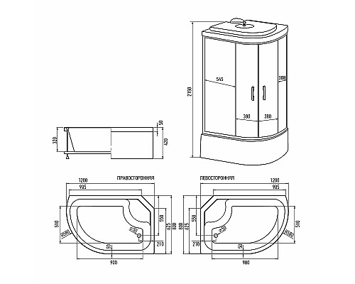 Душевая кабина Erlit Comfort 120х80 ER3512TPL-C4-RUS без гидромассажа
