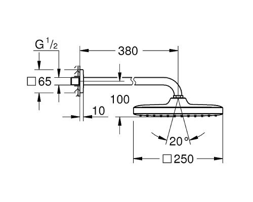 Верхний душ Grohe Tempesta 250 Cube Хром