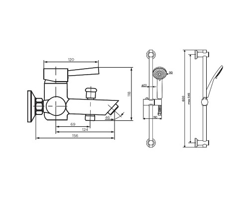 Смеситель для ванны Dorff Logic New D0103030SS Нержавеющая сталь