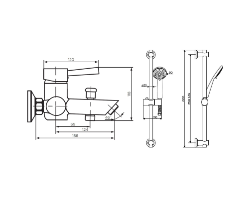 Смеситель для ванны Dorff Logic New D0103030SS Нержавеющая сталь