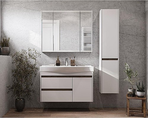 Шкаф пенал Aquaton Нортон 34 L 1A249403NT01L подвесной Белый глянец