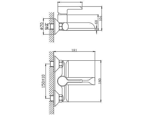 Смеситель для ванны Haiba HB60805-7 Черный Хром