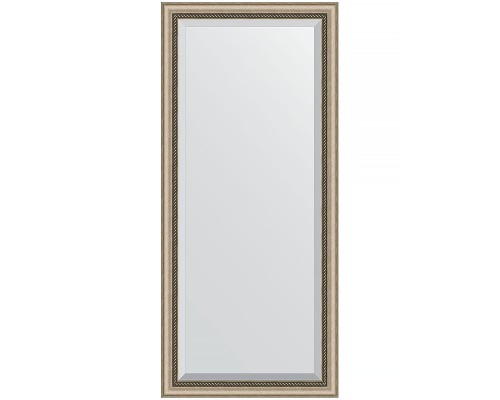 Зеркало Evoform Exclusive 163х73 BY 1202 с фацетом в багетной раме - Состаренное серебро с плетением 70 мм