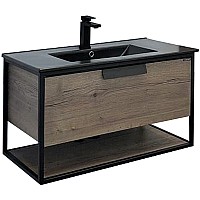 Тумба с раковиной Comforty Бонн 90 00-00001937 подвесная Дуб темный