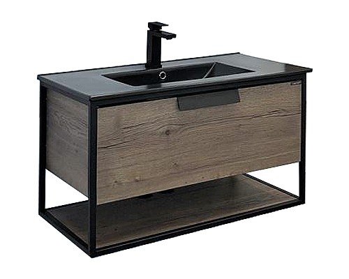 Тумба с раковиной Comforty Бонн 90 00-00001937 подвесная Дуб темный