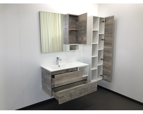 Тумба с раковиной Comforty Турин 90L 00004137135 подвесная Дуб бежевый