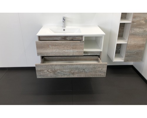 Тумба с раковиной Comforty Турин 90L 00004137135 подвесная Дуб бежевый