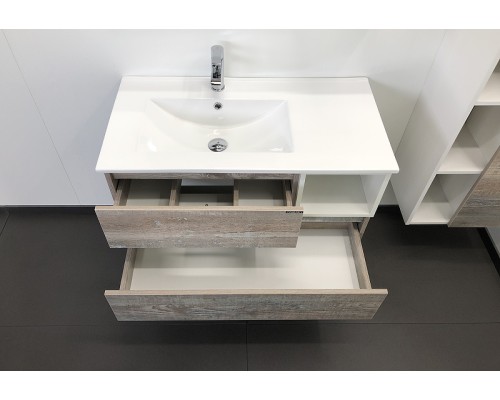 Тумба с раковиной Comforty Турин 90L 00004137135 подвесная Дуб бежевый