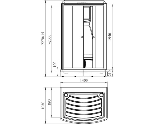Душевая кабина Radomir Диана 3 140x108 1-05-1-0-0-0620 профиль Белый стекло прозрачное