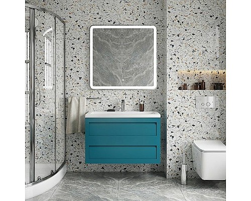 Тумба под раковину Art&Max AM-Platino-900-2C-SO-TM подвесная Бирюзовая матовая