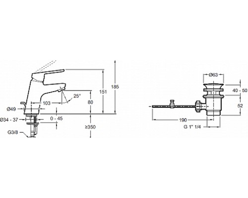Смеситель для раковины Jacob Delafon Aime E29869-BL Черный матовый