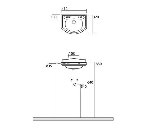Раковина Kerasan Retro 103301*1 sx 41 см