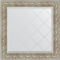 Зеркало Evoform Exclusive-G 90х90 BY 4338 с гравировкой в багетной раме - Барокко серебро 106 мм