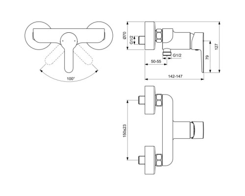 Смеситель для душа Ideal Standard Sesia Хром