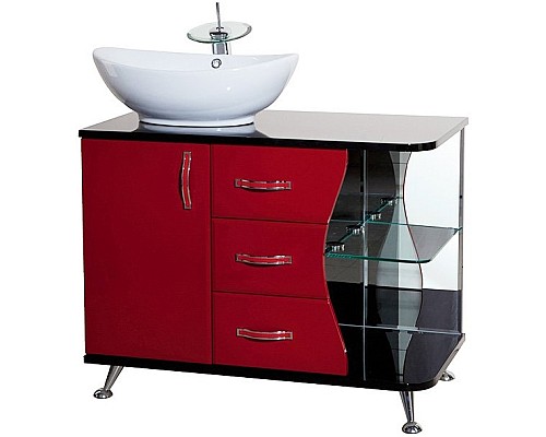 Тумба под раковину Bellezza Рио 90 L 4633615142214 Черная Красная