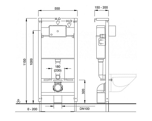 Инсталляция Pestan Fluenta 40006356 для унитаза со смывным бачком без клавиши смыва