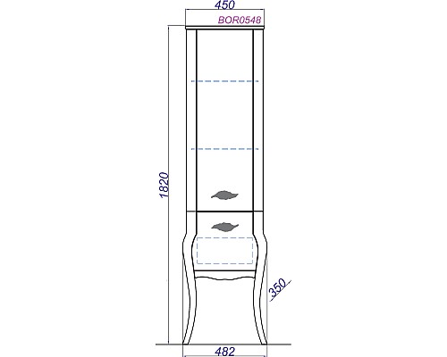 Шкаф пенал Clarberg Borgia 48 BOR0548BG Слоновая кость Патина золото