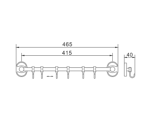 Вешалка для полотенец Haiba HB1915-6 Хром
