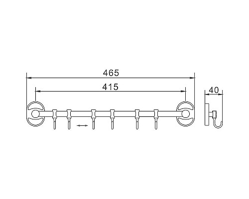 Вешалка для полотенец Haiba HB1915-6 Хром