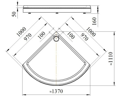 Акриловый поддон для душа Radomir 100x100x16 1-11-0-0-0-003 Белый