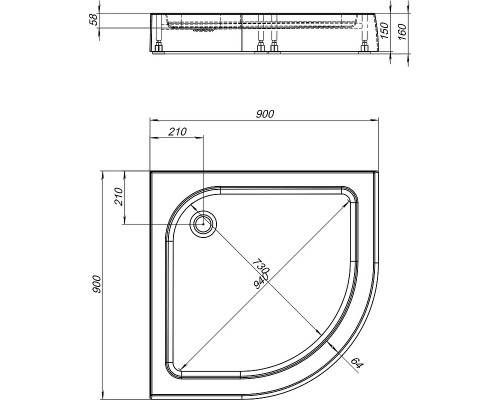 Акриловый поддон для душа Aquanet HX515 90x90 293844 Белый