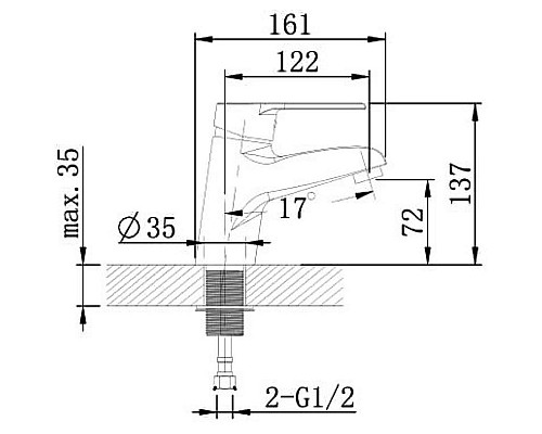 Смеситель для раковины Agger Right A2902100 Хром