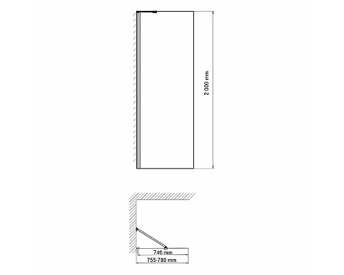 Душевая перегородка WasserKRAFT Aller 80 10H06-RP80 профиль Хром стекло прозрачное