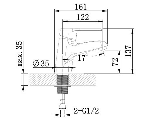Смеситель для раковины Agger Right A2902100 Хром