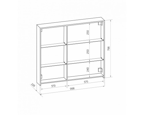Зеркальный шкаф Art&Max Techno AM-Tec-1000-800-2D-F-Nero с подсветкой с бесконтактным выключателем Черный