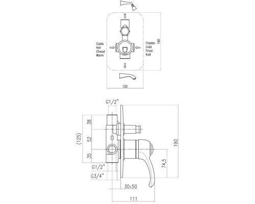 Смеситель для душа Webert Armony AU860101060, медь