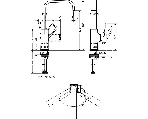 Смеситель для раковины Hansgrohe Metropol 74511000