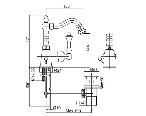 Смеситель для биде Cezares MARGOT-BSM2-01-Bi