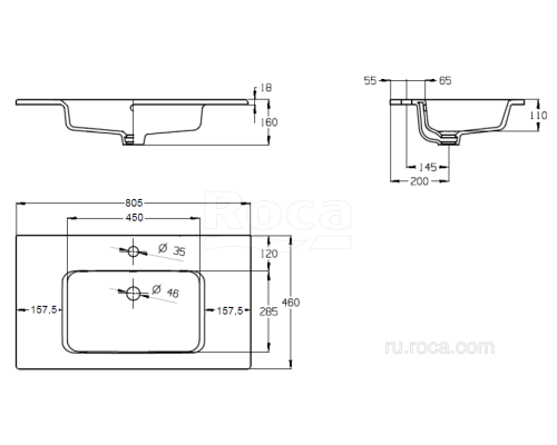 Раковина Roca The Gap 80x46 3279A4000
