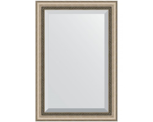 Зеркало Evoform Exclusive 93х63 BY 1172 с фацетом в багетной раме - Состаренное серебро с плетением 70 мм