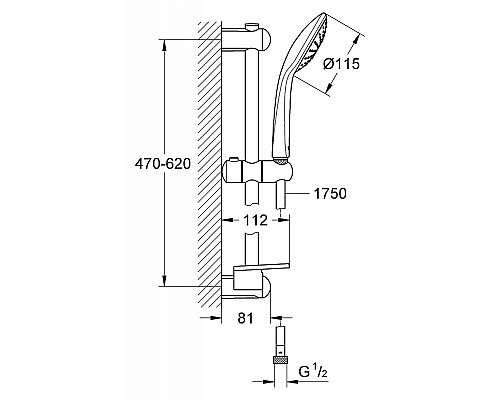 Душевой гарнитур Grohe 27266001 600 мм