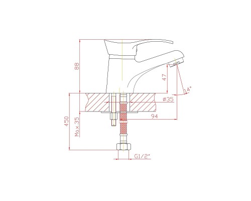 Смеситель для раковины Cron CN1014 Хром