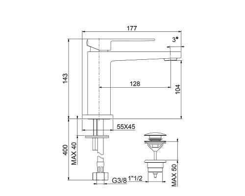 Смеситель для раковины Fiore Kube 100BB8515 Белый