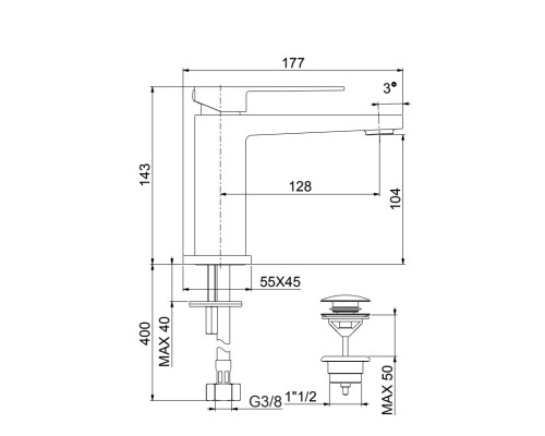 Смеситель для раковины Fiore Kube 100BB8515 Белый