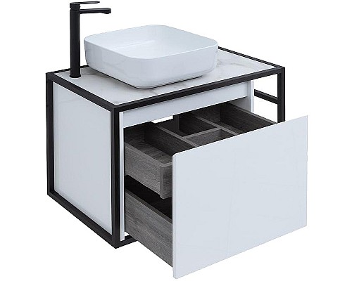 Тумба под раковину Aquanet Nova Lite Loft 75L 261650 подвесная Белый глянец