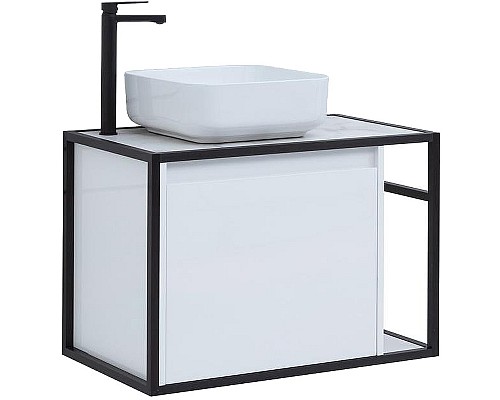 Тумба под раковину Aquanet Nova Lite Loft 75L 261650 подвесная Белый глянец