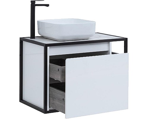 Тумба под раковину Aquanet Nova Lite Loft 75L 261650 подвесная Белый глянец