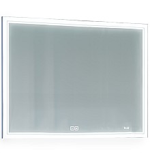 Зеркало Jorno Glass 100 Gla.02.92/W с подсветкой с сенсорным выключателем с часами и обогревом