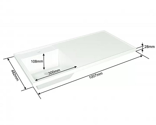 Раковина СанТа Лидер 100 L 900106N на стиральную машину Белая